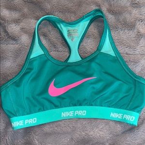 Teal Nike Pro Kids Sports Bra